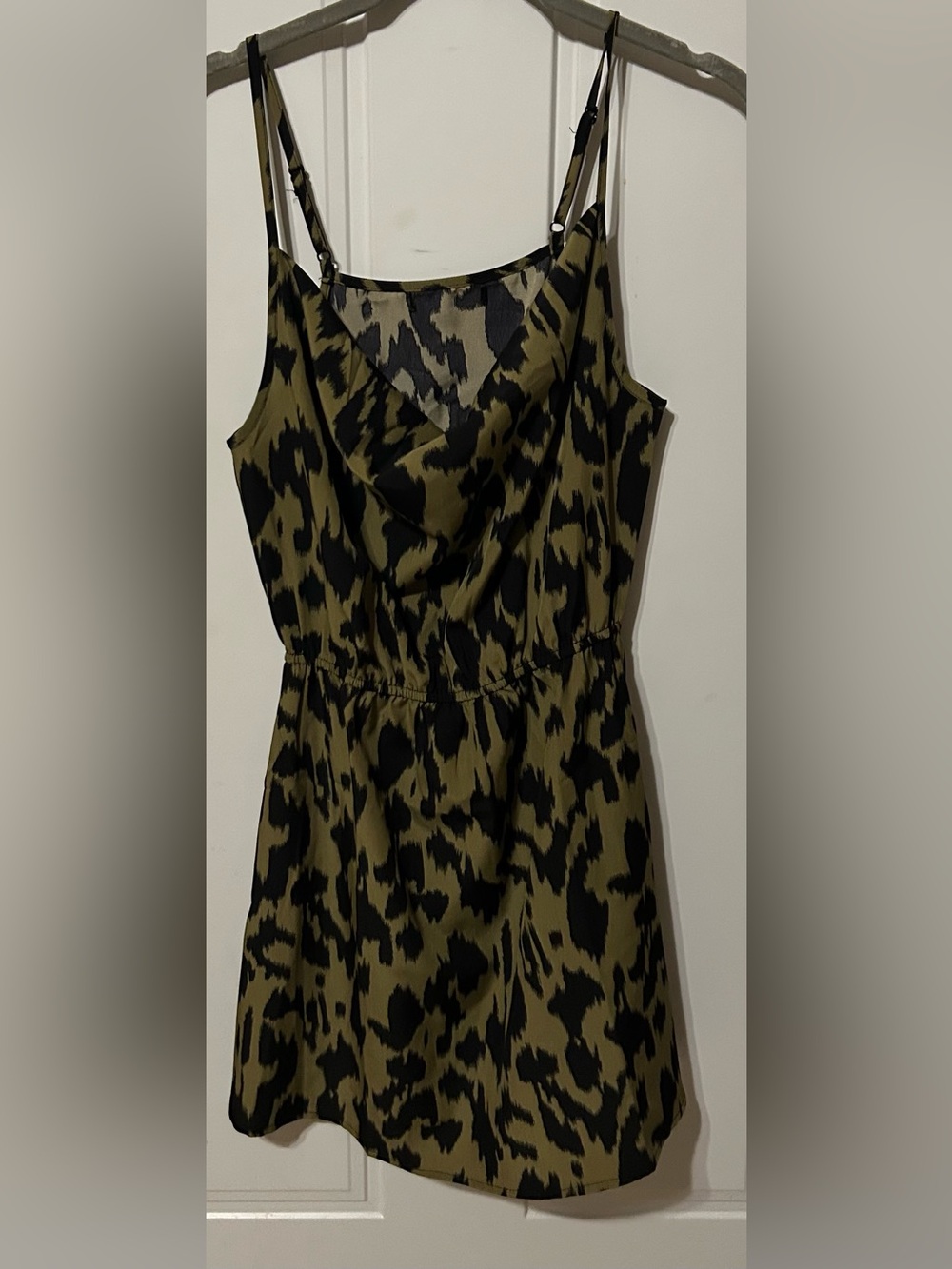 Olive and Black Leopard Print Slip Dress - Women's